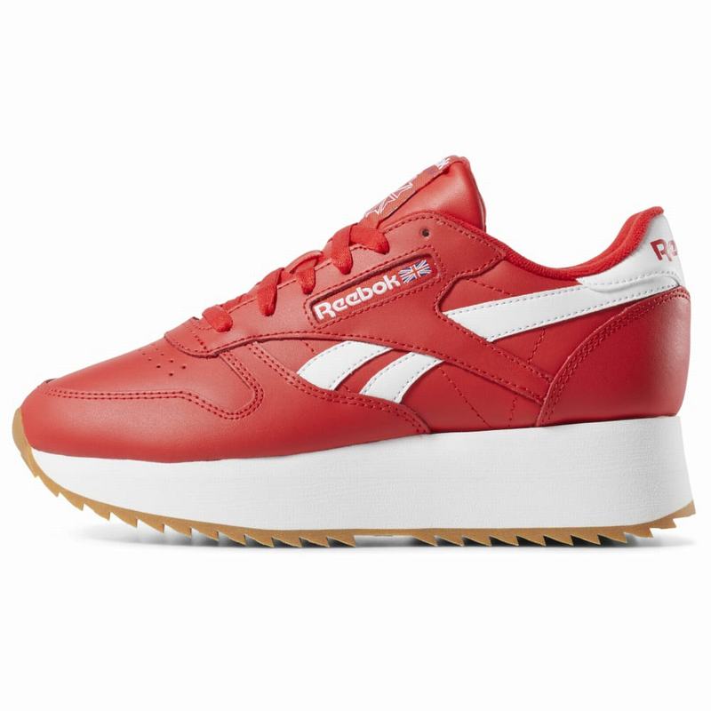 Reebok Classic Leather Double Tenisky Damske - Červené/Biele LR7118FA